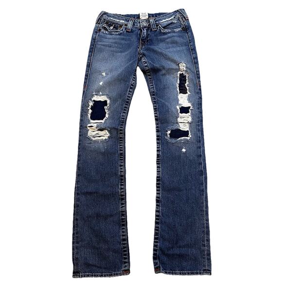 True Religion Jeans 27X32 Berkley Billy Lowrise Patches‎ Straight Y2K Western - Picture 1 of 9